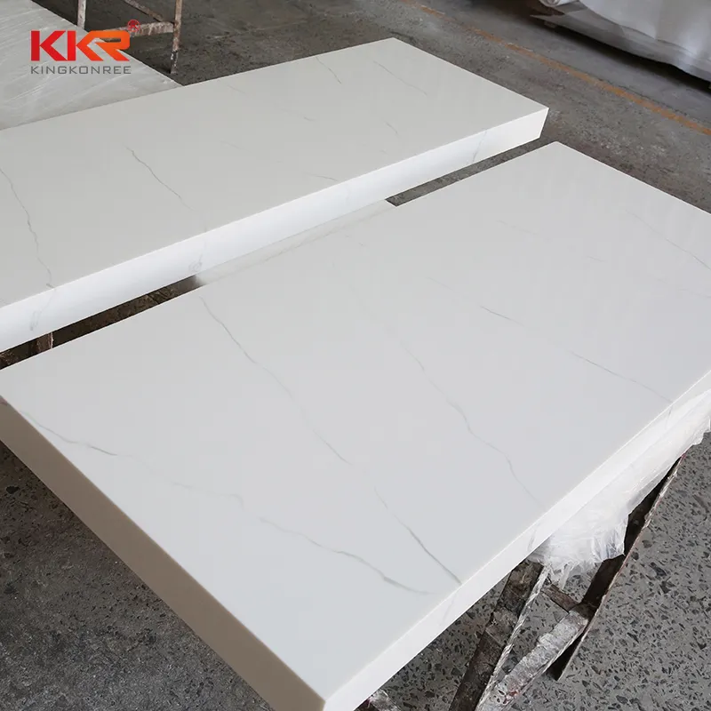 Pure white man made stone marble texture stone countertop for kitchen