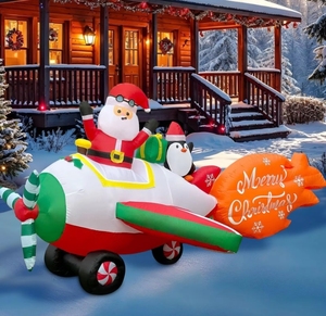 Décorations gonflables de Noël : figurines de pingouins et de Père Noël pour les fêtes en plein air et les cours pour l'affichage des fêtes - Product Image 6