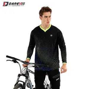 Darevie Custom Black Mountain Bike Cycling Jerseys Long Sleeve Motorcycle Bicycle Racing Jersey