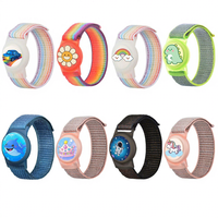 Bracelet de suivi AirTag en silicone étanche avec étui de protection et support réglable en nylon pour étiquette de localisation anti-perte, motif dessin animé