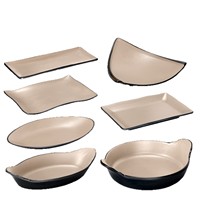 Service de vaisselle en mélamine de qualité commerciale pour l'hôtellerie européenne, collection de plats et de bols en mélamine mate couleur latte pour restaurant, hôtel, complexe hôtelier
