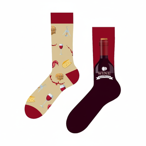 Colorful Wine-Printed <b>Socks</b> for Girls Breathable and Lightweight Customizable Logo One Size Fits Daily Use for Spring - Product Image 2