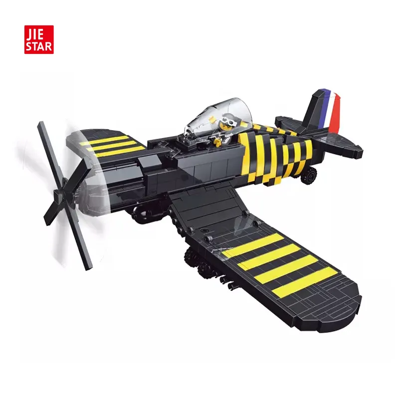 JIESTAR ของเล่นบล็อกตัวต่อโมเดลเครื่องบินทหาร698ชิ้น,ของเล่นสำหรับสะสมของขวัญสำหรับเด็กกองทัพเครื่องบินสร้างอิฐ F4U ชิ้น