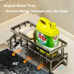 Rustproof Carbon Steel Modern Black Sustainable Kitchen Sink <b>Dish</b> Organizer Divider High-Grade Brush Holder Storage Holders - Product Image 2