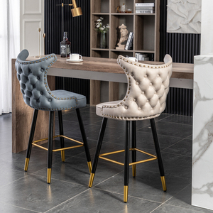Nouveau Design hôtel Restaurant meubles cuisine salle à manger tabouret de Bar en cuir chaise de Bar en bois - Product Image 1