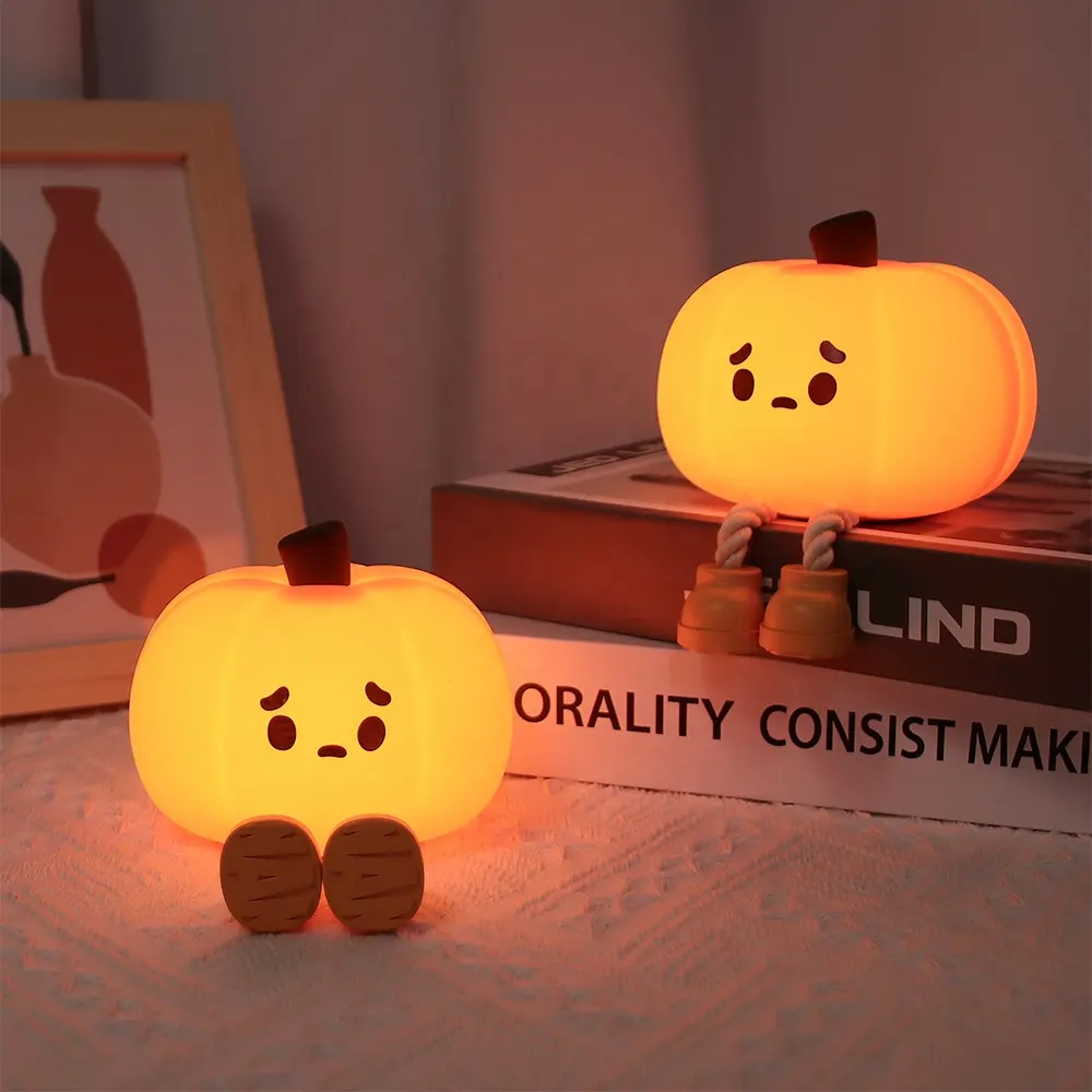 EGOGO incandescente LED Silicone sensore tattile zucca luce notturna ornamenti di Halloween regali decorativi luce notturna per bambini