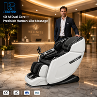 LEERCON Fauteuil de massage 4D AI à double cœur de précision, simulation humaine, zéro gravité, balayage biométrique complet du corps, bien-être commercial, tarif payé