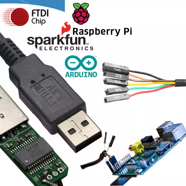 OEM FTDI FT232RL Prolific PL2303 CP2102 CH340 IC USB a to TTL-232R-5V-WE UART Serial Cable TTL to Open Bare Wire End