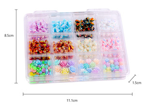 Breloques 3D Nœud Papillon pour Ongles, Boîte de 12 Grilles, Lapin Cartoon, Perles et Résine Mixte, Décoration Manucure Kawaii, Fournitures DIY Nail Art - Product Image 6