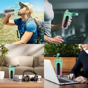 23Oz Roestvrijstalen Shaker Fles Met Zichtbaar Raam, 2024 Nieuwe Trend Aangepaste Logo Proteïne Shaker Fles Voor Gym