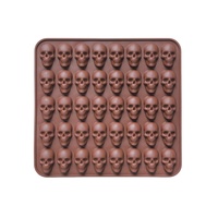 Moule de cuisson en silicone 40 cavités en forme de crâne pour chocolat, bonbons et gâteaux, compatible four, modèle 40th Company Skulls 676