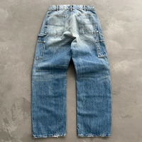 Jeans de Mezclilla para Hombre, 100% Algodón, Alta Calidad, Estilo Vintage, Lavado, Cintura Media, Corte Recto, Detalles de Bolsillos con Efecto Whisker, Retro Clásico
