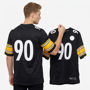 Maillot de football américain personnalisé pour homme, col en V, manches courtes, 100 % polyester, maille respirante, uniforme d'équipe, taille adulte - Product Image 4