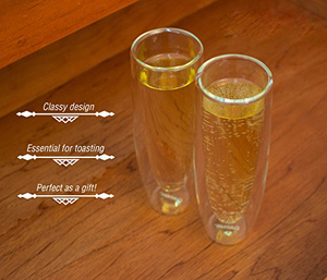 Double Paroi Borosilicate <span class=keywords><strong>Sans</strong></span> <span class=keywords><strong>Pied</strong></span> Champagne <span class=keywords><strong>Flûtes</strong></span> En Verre Pour Mariage - Product Image 5