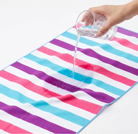 Pink Stripes Microfiber Beach Towels with Custom Logo Professional Printing Sand Free Quick Dry Swimming Towels