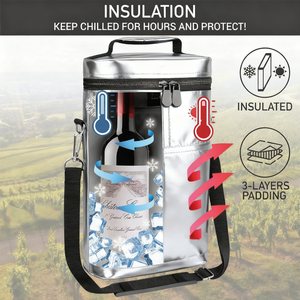 กระเป๋าใส่ไวน์แบบมีล้อ กระเป๋าเก็บความเย็นไวน์แบบกันรั่ว กระเป๋าเดินทางใส่ไวน์ กระเป๋าใส่ขวดไวน์แบบพกพา ของขวัญสำหรับผู้หญิงและผู้ชาย - Product Image 4