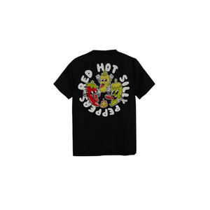 T-shirt Red Hot Silly Peppers nera con scollo rotondo, abbigliamento promozionale - Product Image 1