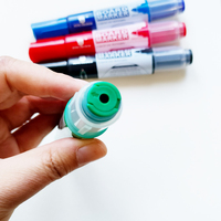 Marqueur effaçable pour tableau blanc rechargeable et reutilisable de 6 mm avec tube d'encre double face 4 couleurs