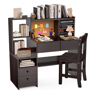 Juego de mesa y silla de estudio para niños, <span class=keywords><strong>escritorio</strong></span> de ordenador de madera <span class=keywords><strong>con</strong></span> 4 cajones para bebé para sala de estar de hotel o uso exterior - Product Image 1