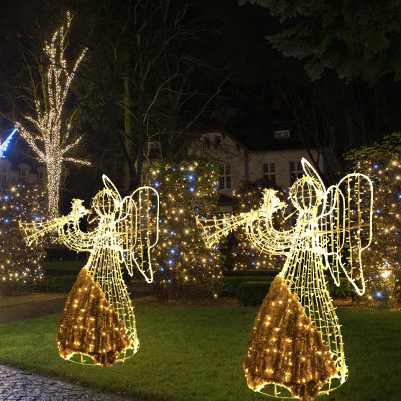 Christmas Decoration Outdoor Lighted Christmas Angels Garden Decoration Angel Wings Light Custom Led Neon