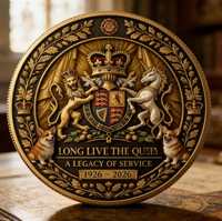 Nouvelle Arrivée Exceptionnelle : Pièce Commémorative 3D Couronne Royale de la Reine Elizabeth II 1926-2026 – Héritage du Devoir – Cadeau de Collection pour les Fans du Royaume-Uni