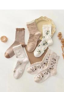 Chaussettes pour femmes <span class=keywords><strong>Caramella</strong></span> Purple, chaussettes d'automne à imprimé animalier, légères, en polyester et coton, absorbant la transpiration, style japonais - Product Image 6