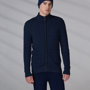 Custom Winter Stand Collar Zipper Jumper Cotton Long Sleeve Cable <b>Knit</b> <b>Cardigan</b> <b>Men</b> Sweater Manufacturer - Product Image 6