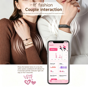 Pulsera Inteligente sin Pantalla <span class=keywords><strong>para</strong></span> <span class=keywords><strong>Parejas</strong></span>, con Vibración, Monitorización del Sueño y Salud, Resistente al Agua 1ATM, Banda Deportiva Inteligente <span class=keywords><strong>para</strong></span> Enamorados - Product Image 5