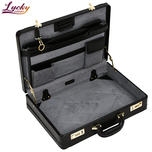 Professional PU Leather Attache Case Business Briefcase With Alloy Combination for Man
