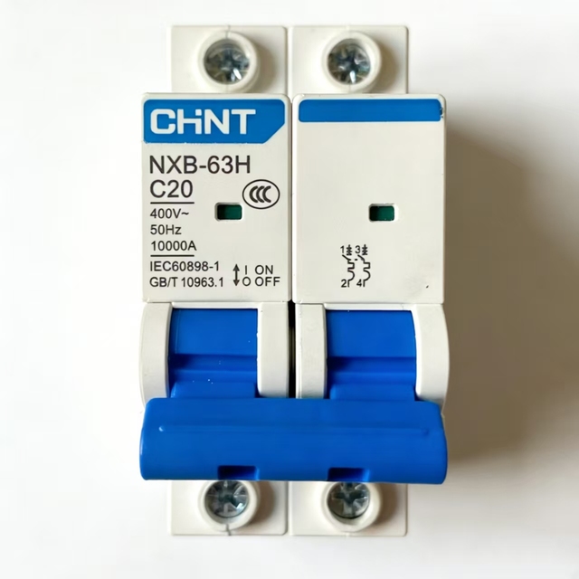 CHINT NXB-63H 2P C20 10kA Copper AC MCB Overload/Short Circuit Protector with Rail Mounting for Industrial & Home Use