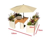 Meubles de loisirs élégants combinés avec jardinière et parasol, sièges d'extérieur résistants aux intempéries pour la détente quotidienne et les points photo