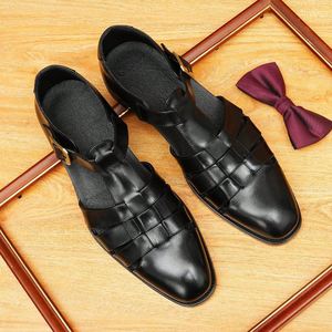 Sandales d'été pour hommes en cuir véritable respirant avec design à crochets, sandales plates décontractées d'extérieur, sandales artisanales de haute qualité - Product Image 6