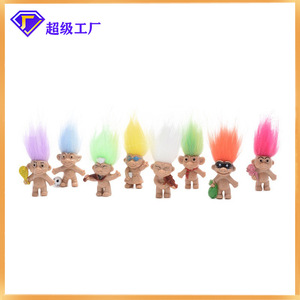 Poupées <span class=keywords><strong>Troll</strong></span> 8 cm moulées par injection avec des <span class=keywords><strong>cheveux</strong></span> colorés pour enfants, <span class=keywords><strong>jouet</strong></span> unisexe 8KJMWW - Product Image 2