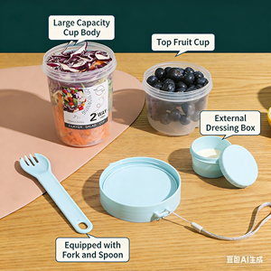Gobelets pour le petit-déjeuner à emporter, pour yaourt, céréales, flocons d'avoine, vinaigrette et parfait pour collation, utilisation dans le garde-manger - Product Image 3
