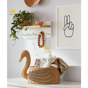 Handmade Natural Swan Shaped <b>Rattan</b> Toy <b>Storage</b> <b>Basket</b> for Kids Room Nursery Decor and Home Organization - Product Image 5