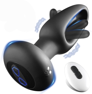 ปลั๊กเสียบก้นแบบสั่นพร้อมที่นวดต่อมลูกหมาก, ปลั๊กสั่นสำหรับก้นพร้อมโหมดสั่นและกระพือ 10 แบบ ควบคุมด้วยรีโมท - Product Image 1