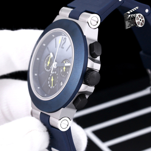 Mens Chronograph Quartz Watch Dual Time Sport Watch Titanium Style Case Rubber Strap 45mm Multifunction Wristwatch - Product Image 5
