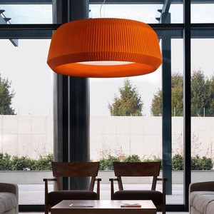 Lustre rond moderne en tissu blanc pour salon, chambre, bureau, hôtel - Product Image 5