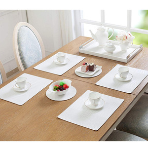 Crocodile-patterned <b>placemat</b>, PU leather waterproof <b>placemat</b>, non-slip and heat-insulating Western-style <b>placemat</b>, customizable - Product Image 4