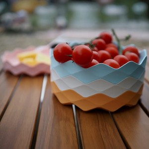 Wave Edge Stackable Fruit Bowl Plastic Minimalist Design Home Use Snack Storage <b>Container</b> - Product Image 2
