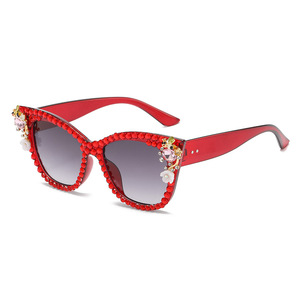 Nouvelles lunettes de soleil pour femmes avec verres en cristal diamant effet œil de chat UV400, lunettes de soleil scintillantes avec strass - Product Image 6