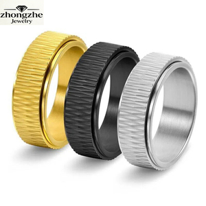 Nhẫn xoay dọc có họa tiết, chất liệu thép không gỉ, chống nước, bản rộng, giúp giảm căng thẳng dành cho nam và nữ - Product Image 1