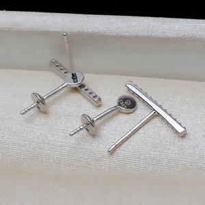 Boucles d'oreilles en argent S925 faites à la main avec 3 pampilles, version coréenne, support creux pour perles de 7-12 mm, accessoire de bricolage pour bijoux féminins - Product Image 2