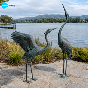 Precio de Fábrica: Escultura Grande de Grulla de Bronce, Par de Estatuas de Garzas para Exteriores, Decoración de Jardín, Parque, Villa, Patio, Lago y Paisaje - Product Image 1