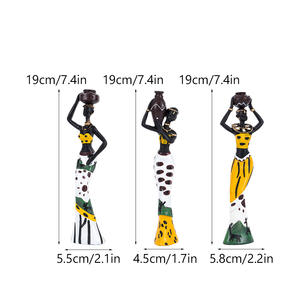 Set di 3 Pezzi Figurine in Resina Ecologica Dipinte a Mano con Tema Animali Africani, Ornamenti Tradizionali Neri, Decorazioni Esotiche per la Casa - Product Image 5