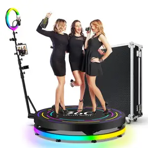 Snelle Dhl Levering 360 Video Photobooth Afstandsbediening Automatisch Roterend Met Led Ipad Camera 360 Fotocabine Machine 115Cm