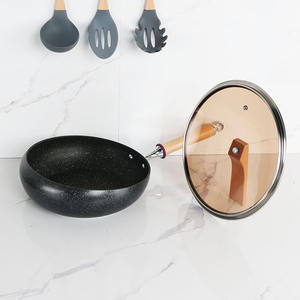 Gran cubierta de madera de mármol de aluminio antiadherente restaurante cocina <span class=keywords><strong>Wok</strong></span> - Product Image 3