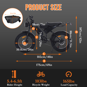 Vélo électrique tout-terrain 250W avec pneus larges, homologué E-Mark, freins à disque, suspension intégrale pour routes australiennes et ville – Modèle V8 V20 en stock en Australie - Product Image 4