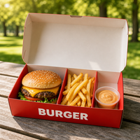 Boîte à emporter personnalisée avec logo, écologique, jetable, pour fast-food, hamburgers, poulet frit, frites