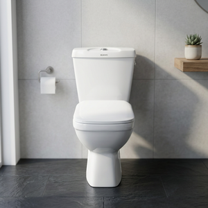 WC en céramique à double chasse avec siphon en S, cuvette carrée en porcelaine avec couvercle et accessoires pour salle de bain - Product Image 1